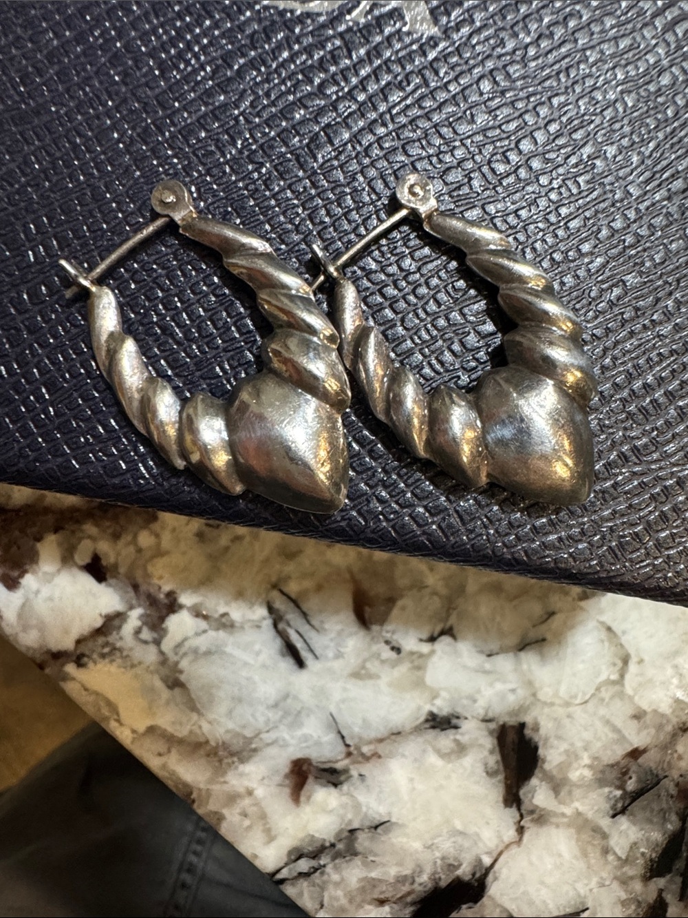 Vintage sterling silver Twisted Hoop Earrings - Women Jewelry
